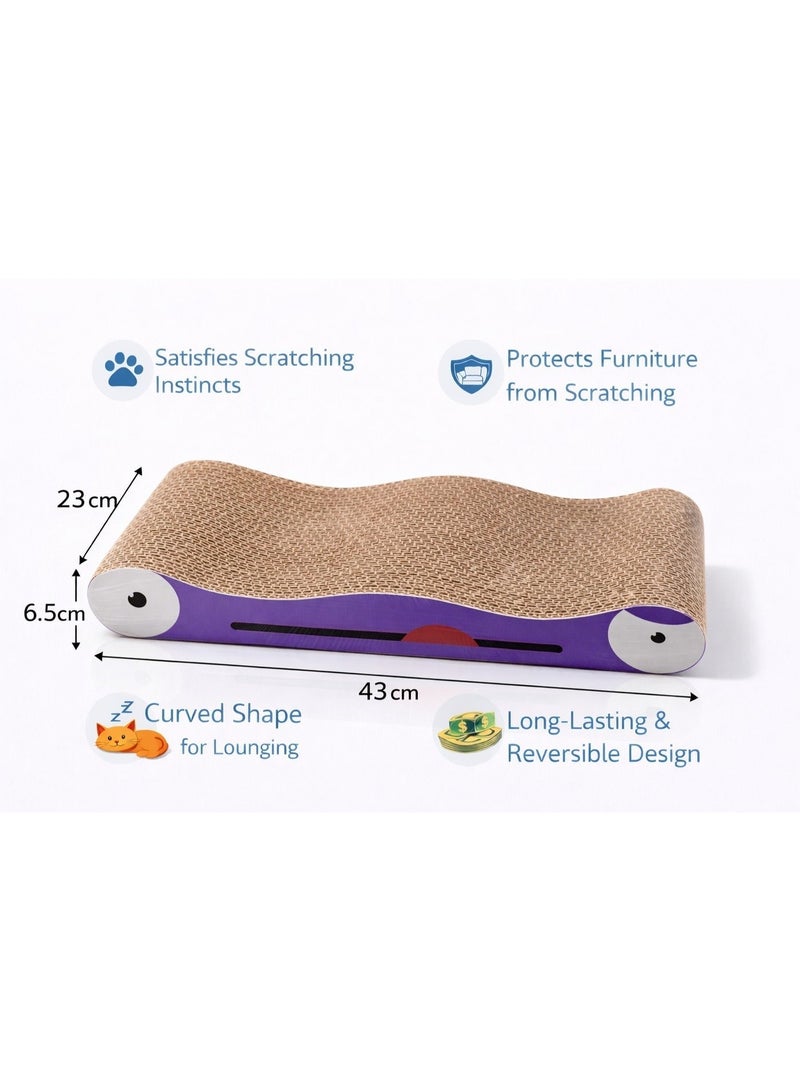 Petto 2-in-1 Reversible Cat Scratcher Cardboard Pad with Catnip – Durable Corrugated Scratching Board for Indoor Cats – Purple - Image 4